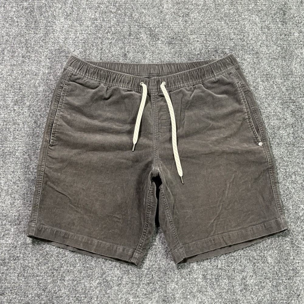 Vuori Optimist Corduroy Shorts Men's Large Gray Elastic Waist Drawstring Casual